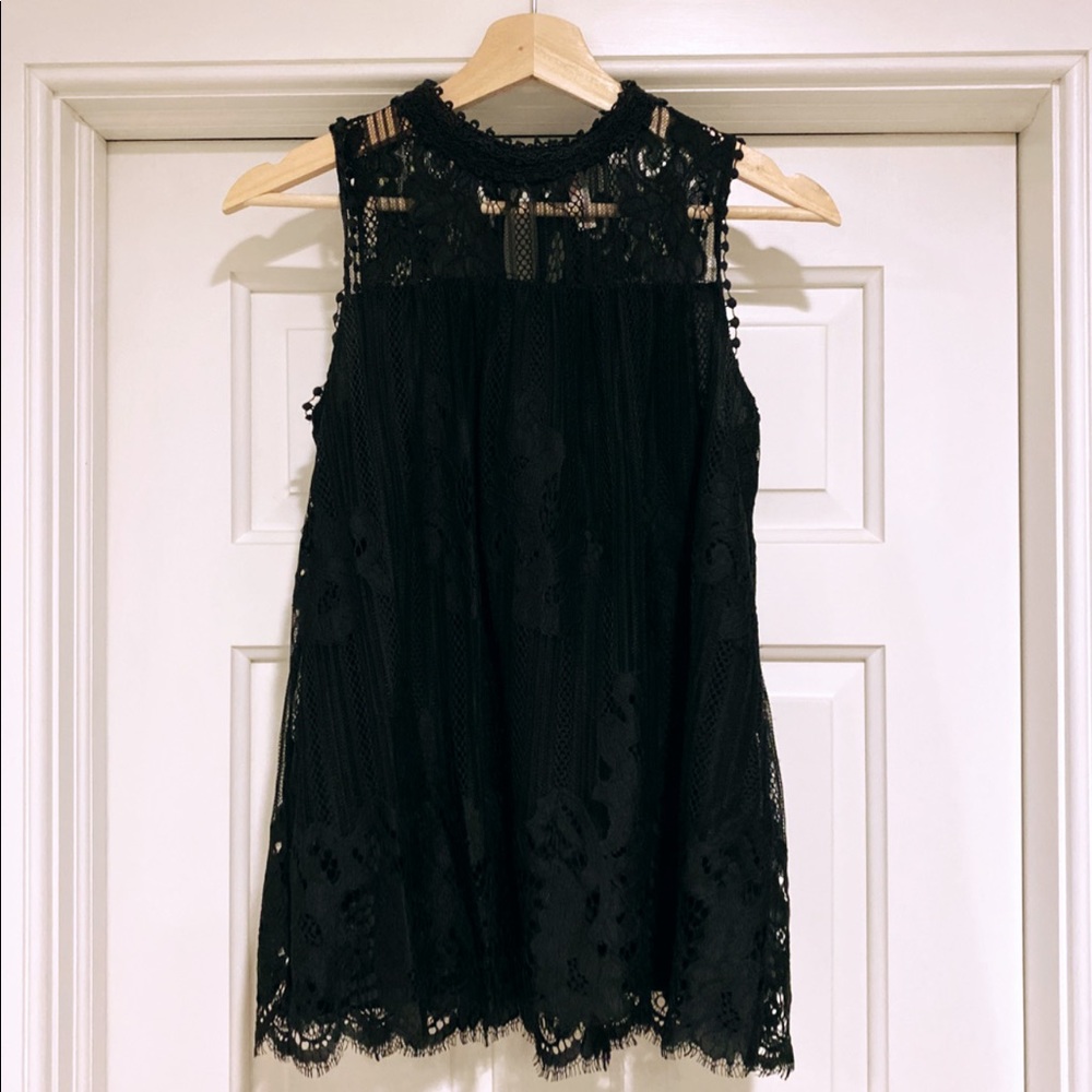 Black lace sleeveless top